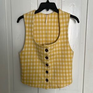 Free People yellow gingham vest, size large